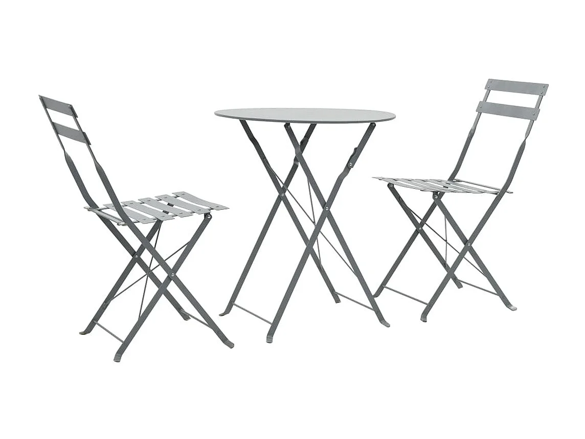 Mobilier de bistro 3 pcs Acier Gris