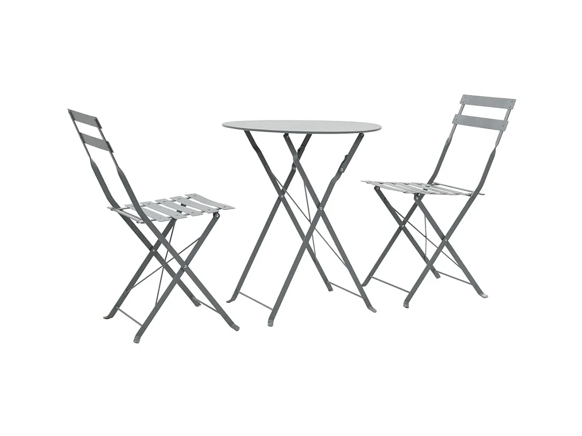 Mobilier de bistro 3 pcs Acier Gris