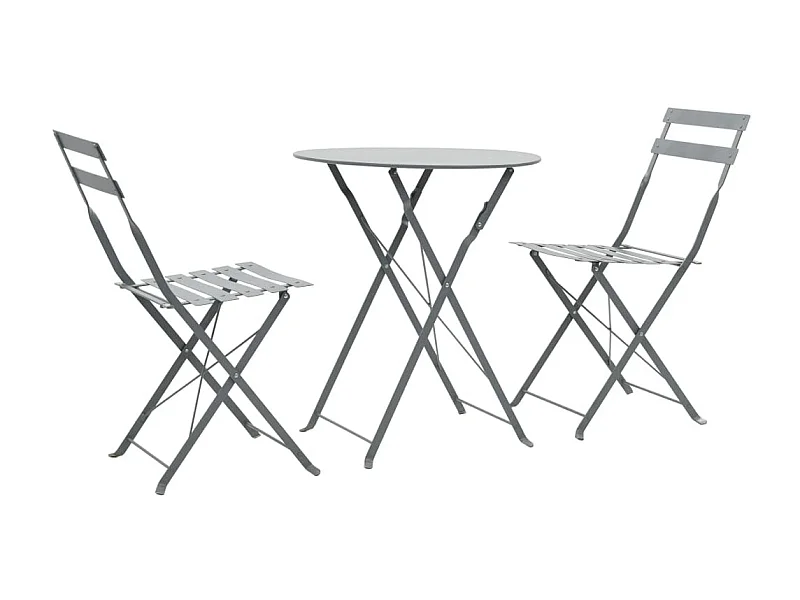 Mobilier de bistro 3 pcs Acier Gris