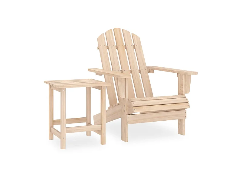 Chaise de jardin Adirondack avec table Bois de sapin massif