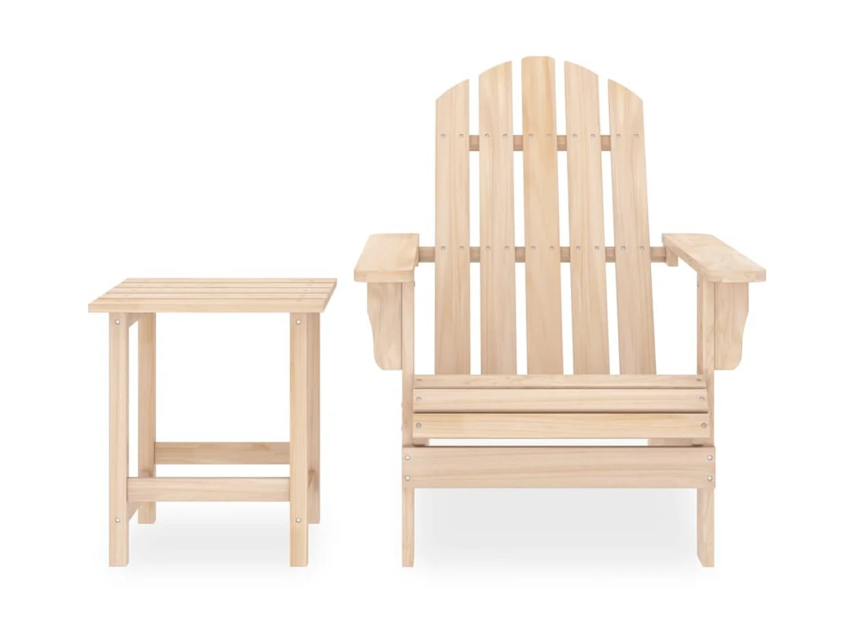 Chaise de jardin Adirondack avec table Bois de sapin massif