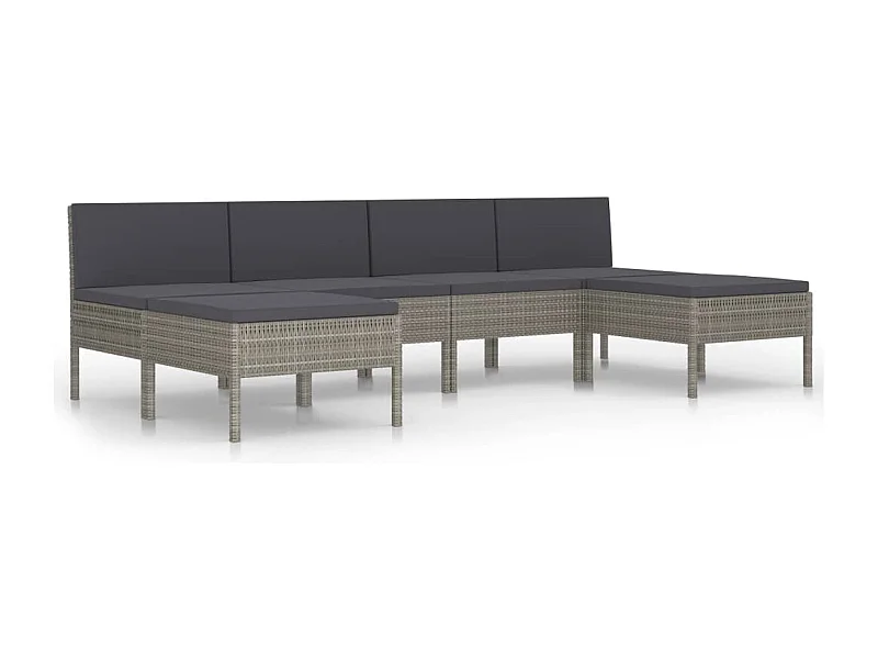 Salon de jardin 6 pcs avec coussins Résine tressée Gris 31