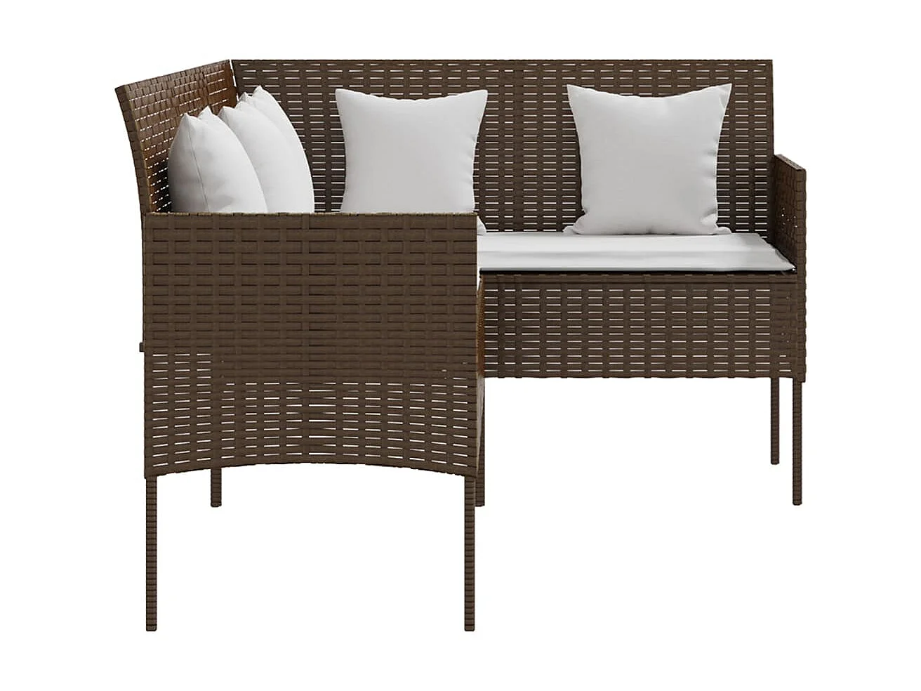 Ensemble de canapés en L 5pcs avec coussins Résine tressée Brun