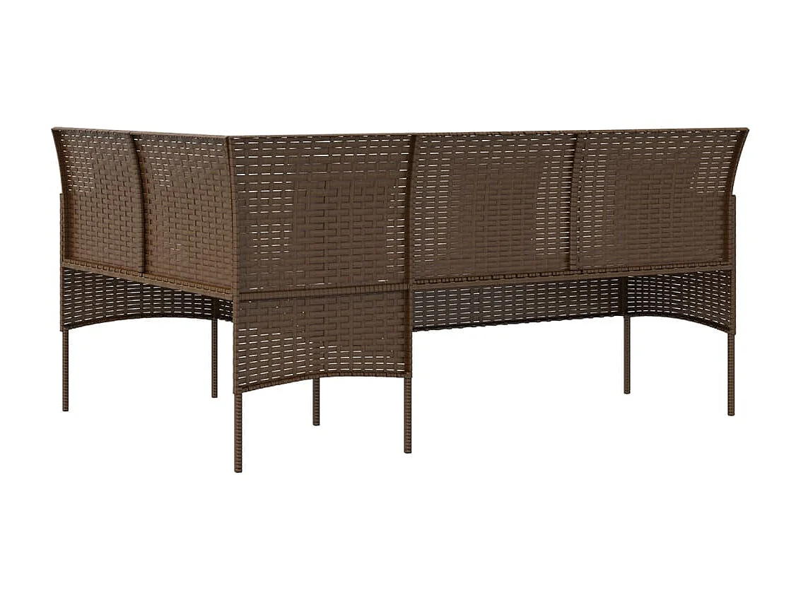 Ensemble de canapés en L 5pcs avec coussins Résine tressée Brun