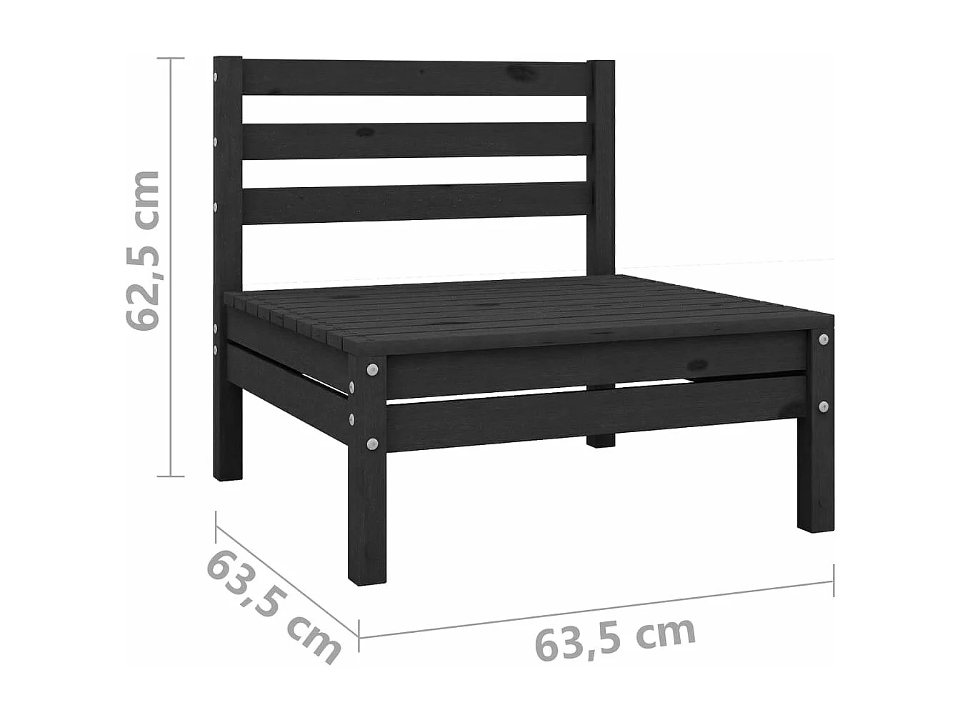 Salon de jardin 10 pcs Noir Bois de pin massif 23