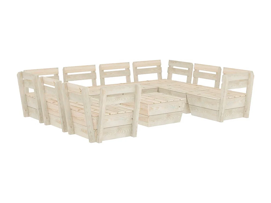 Salon de jardin palette 9 pcs Bois d'épicéa imprégné