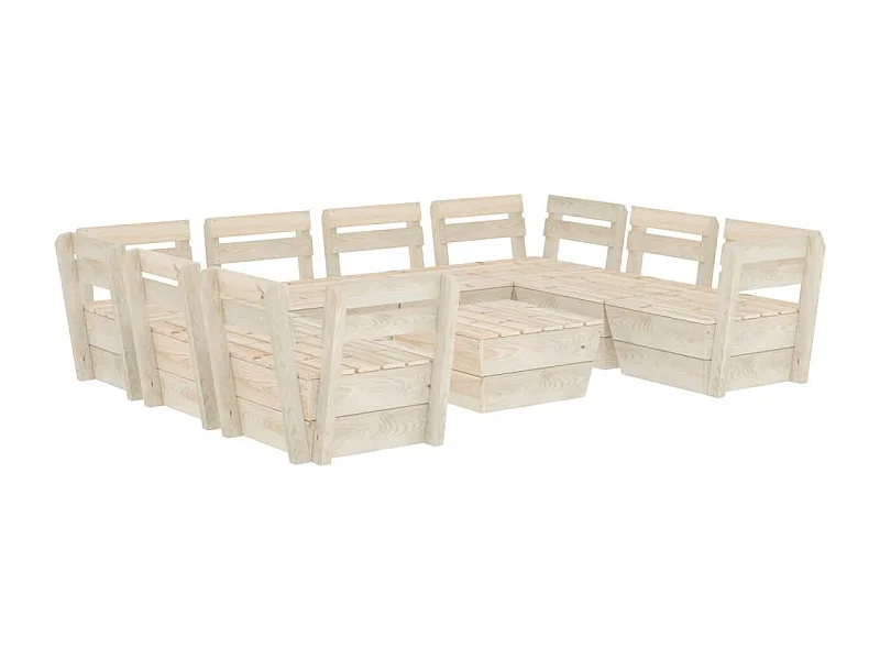 Salon de jardin palette 9 pcs Bois d'épicéa imprégné