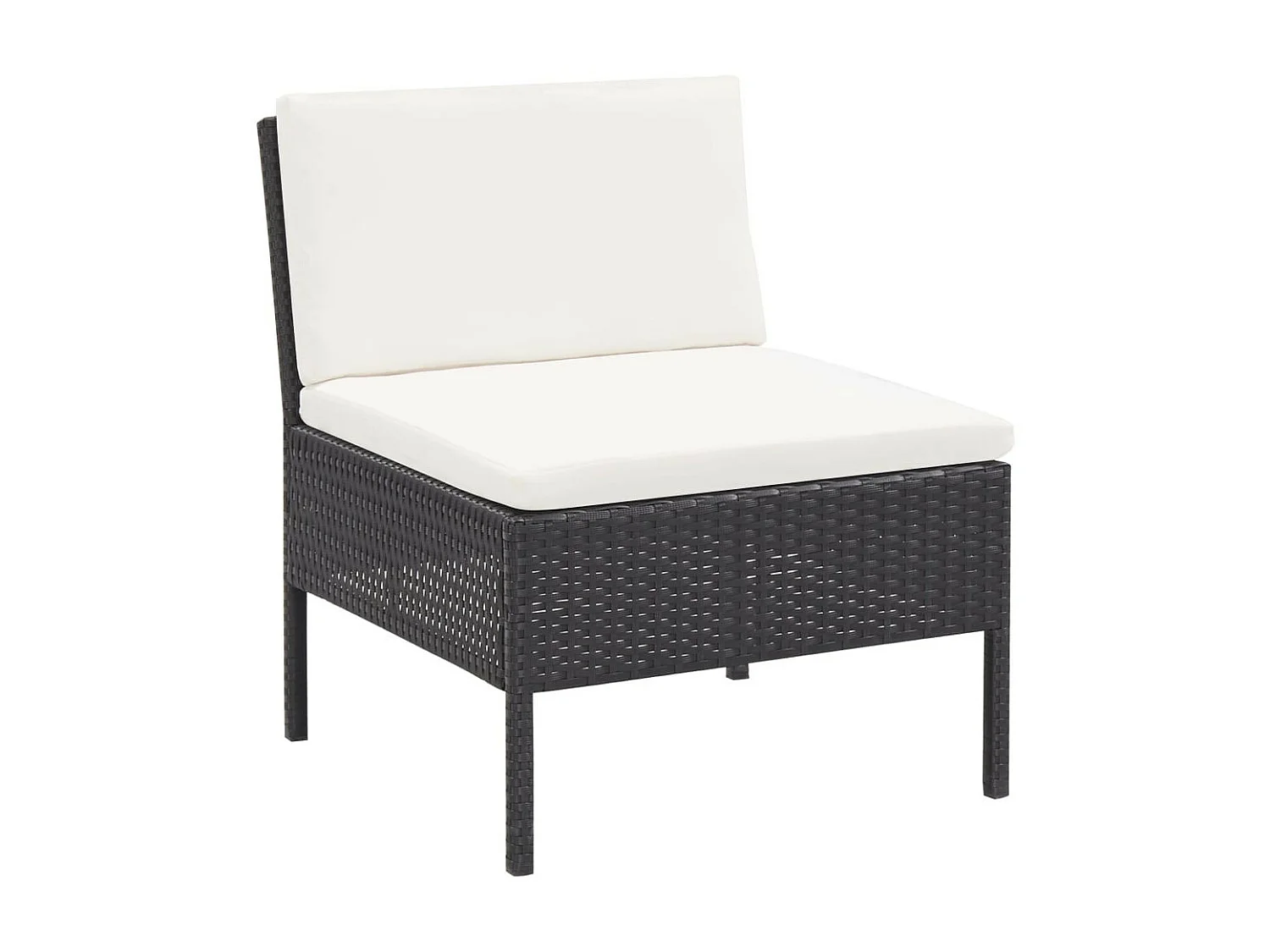 Salon de jardin 3 pcs avec coussins Résine tressée Noir 7