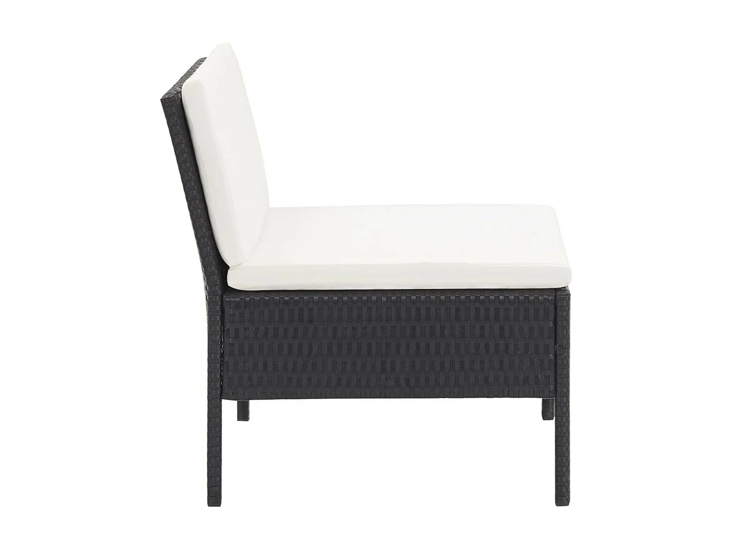 Salon de jardin 3 pcs avec coussins Résine tressée Noir 7