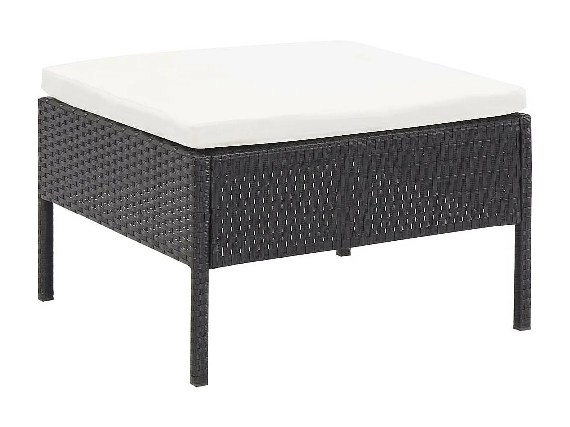 Salon de jardin 3 pcs avec coussins Résine tressée Noir 7