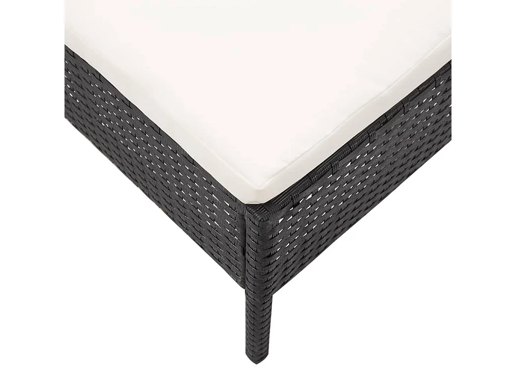 Salon de jardin 3 pcs avec coussins Résine tressée Noir 7