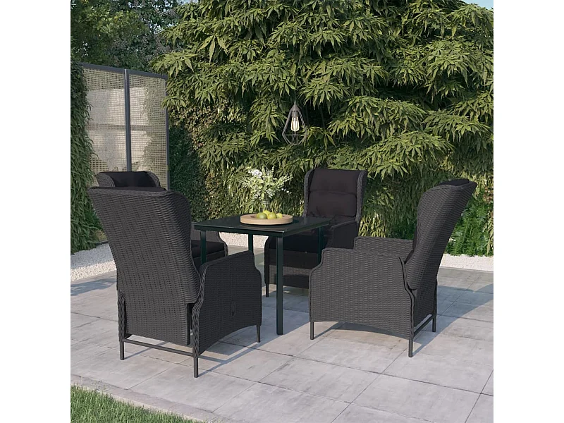 Ensemble de salle à manger de jardin 5 pcs Gris foncé 3