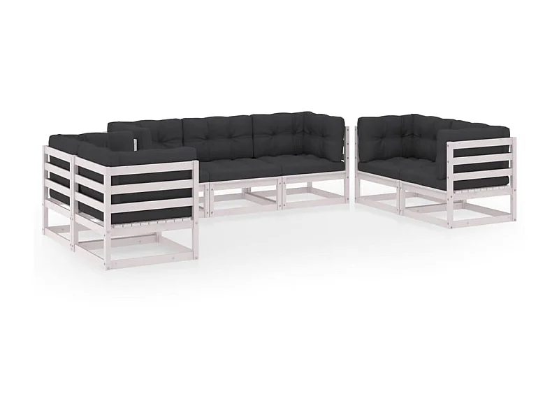 Salon de jardin 7 pcs avec coussins Bois de pin massif 72