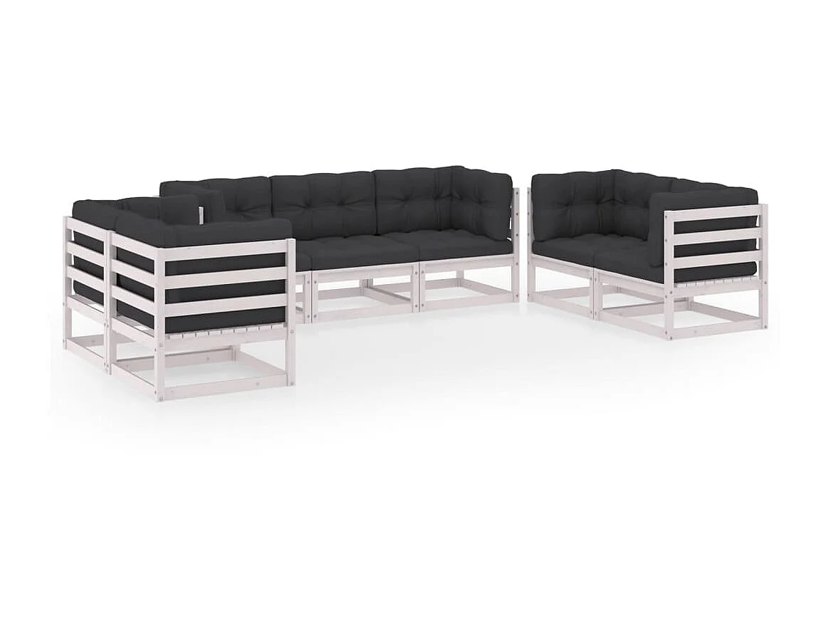 Salon de jardin 7 pcs avec coussins Bois de pin massif 72