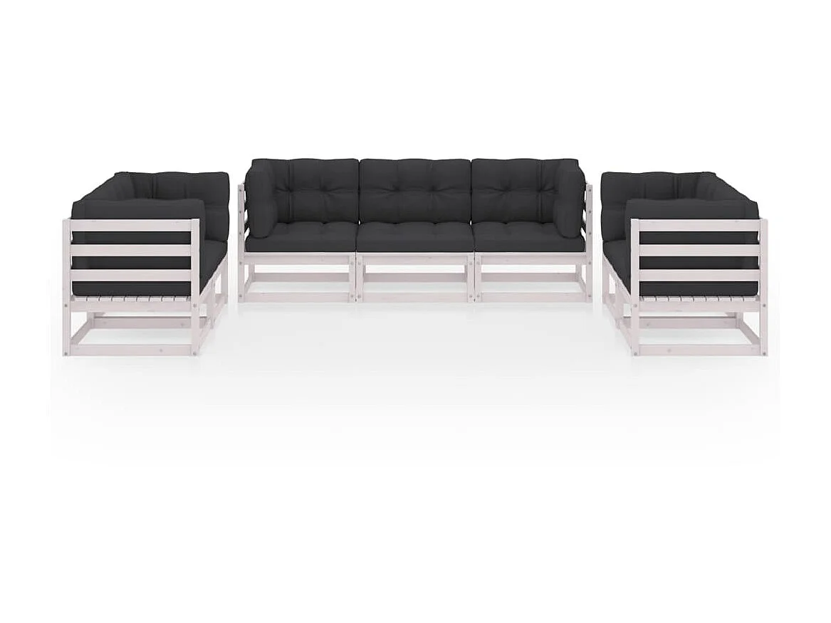 Salon de jardin 7 pcs avec coussins Bois de pin massif 72