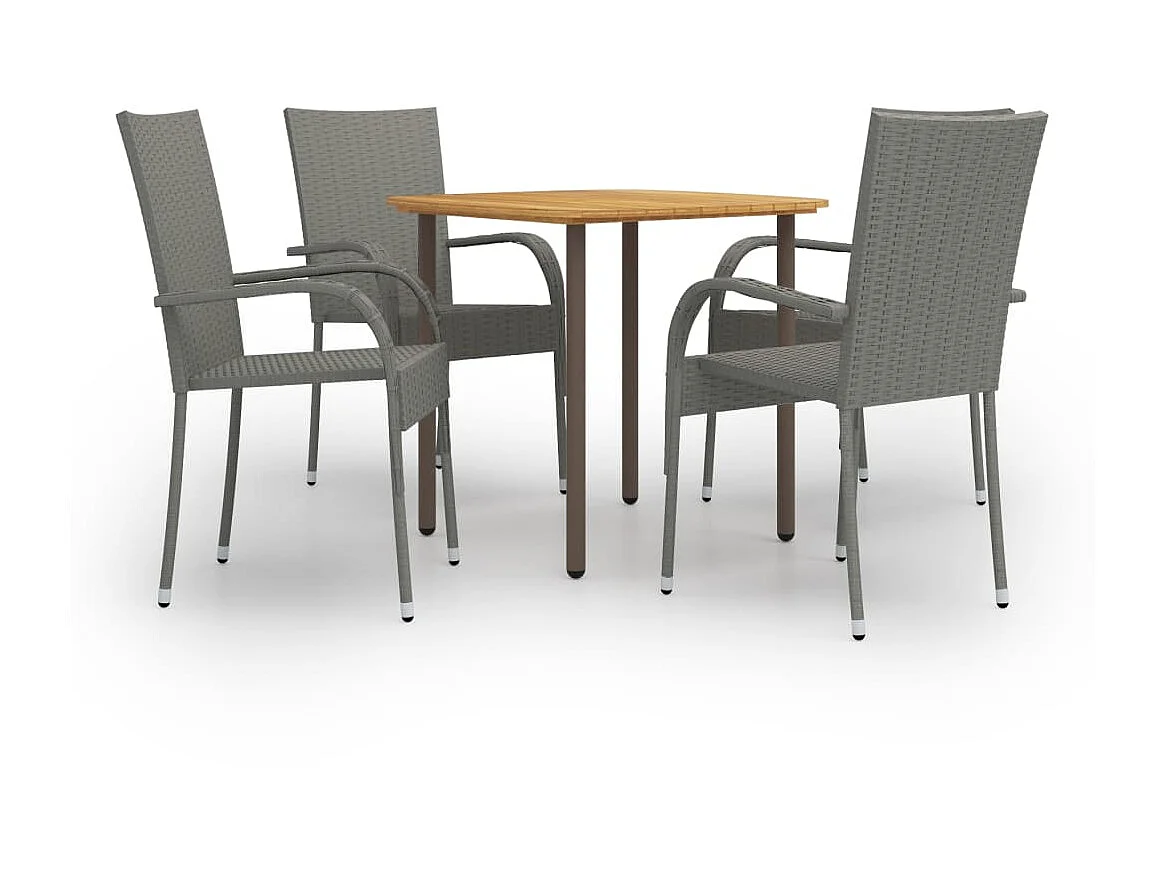 Ensemble de salle à manger de jardin 5 pcs Résine tressée Gris 7