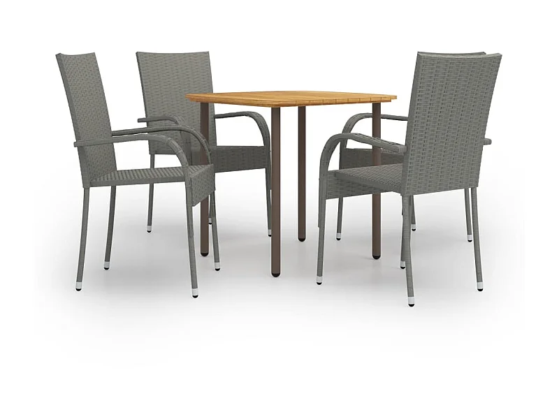 Ensemble de salle à manger de jardin 5 pcs Résine tressée Gris 7