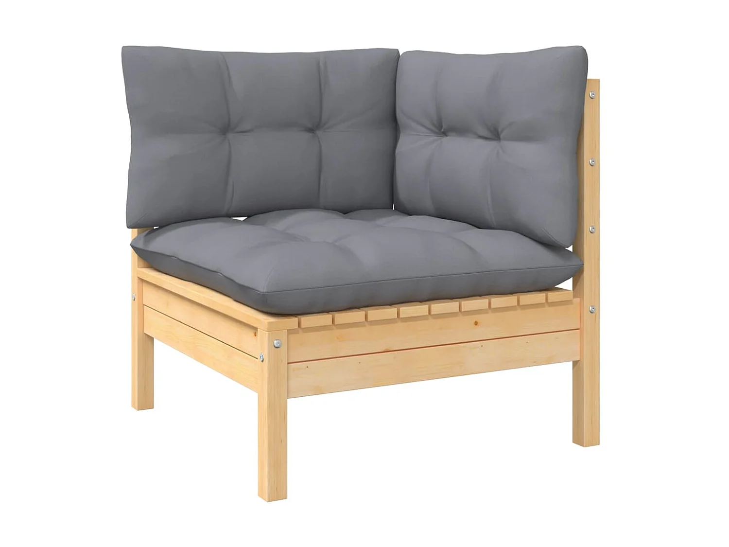 Salon de jardin 10 pcs avec coussins gris Bois de pin solide 3