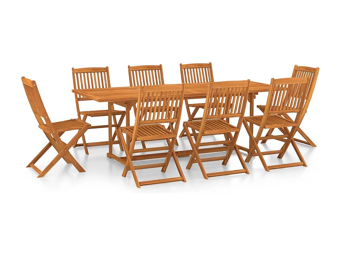 Mobilier à dîner de jardin 9 pcs Bois d'acacia massif 6