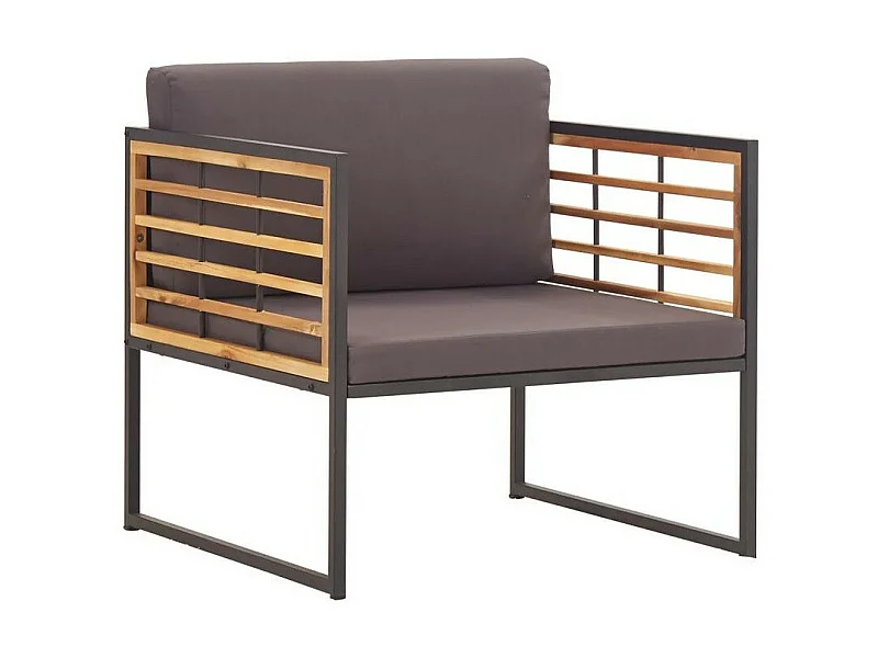 Fauteuil de jardin coussins gris et métal noir Naoni - Lot de 2