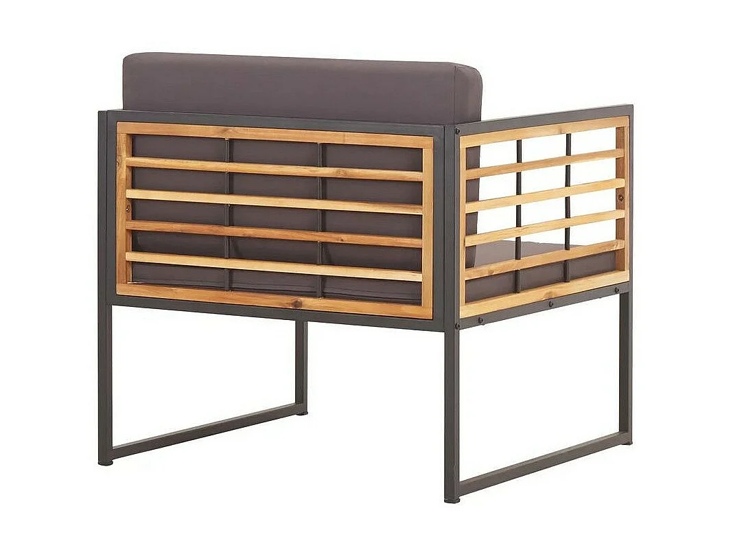 Fauteuil de jardin coussins gris et métal noir Naoni - Lot de 2