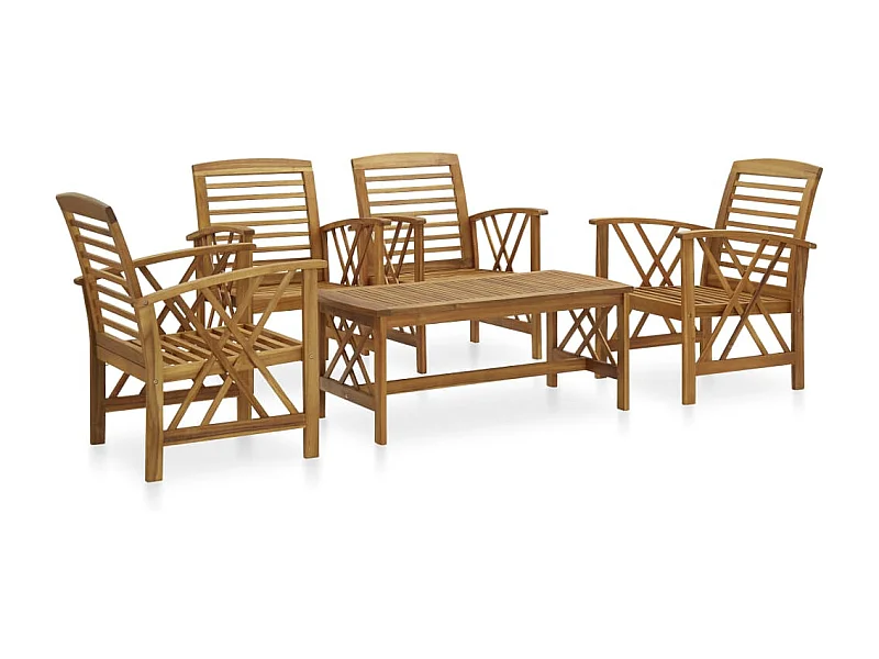 Salon de jardin 5 pcs Bois d'acacia massif 6