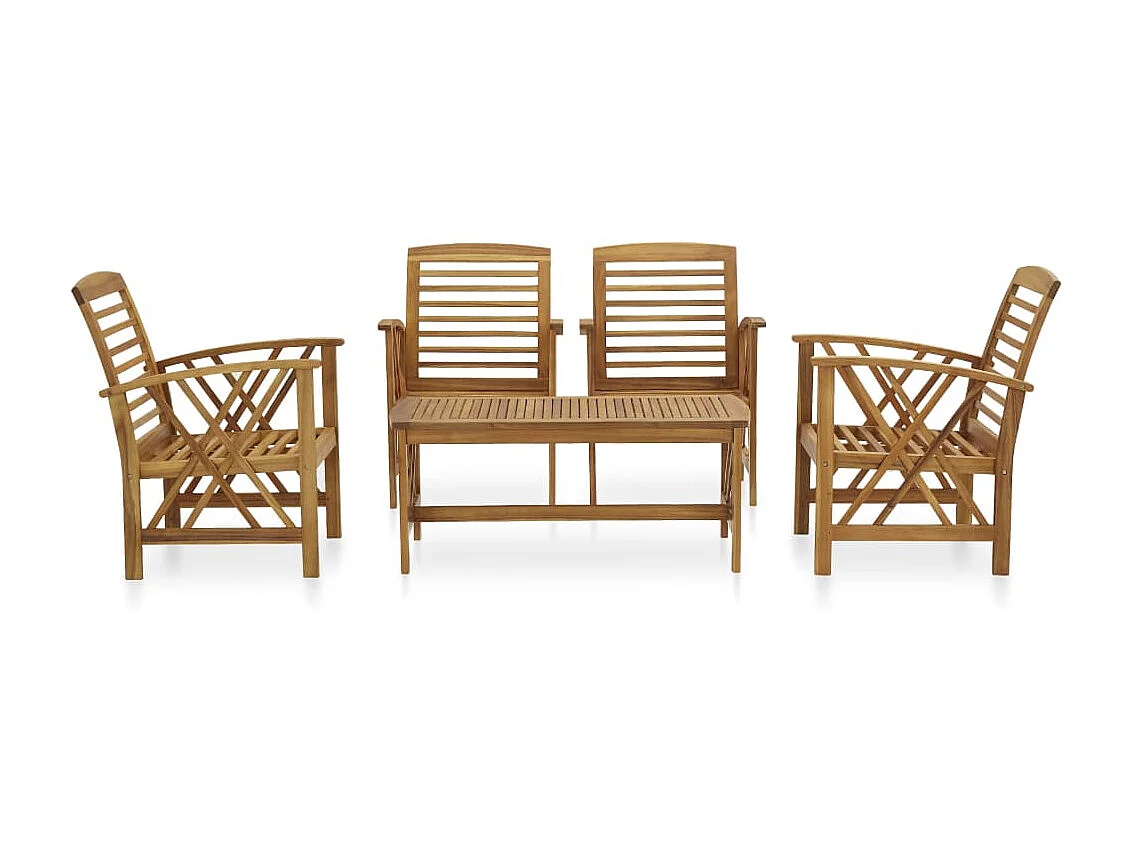 Salon de jardin 5 pcs Bois d'acacia massif 6