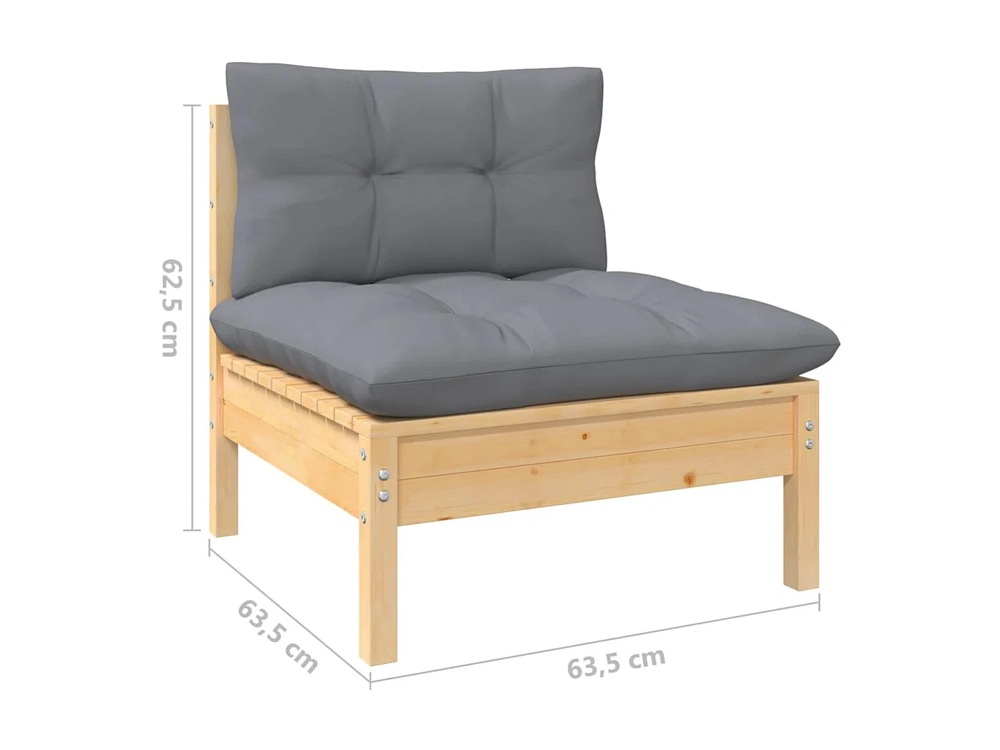 Salon de jardin 6 pcs avec coussins gris Bois de pin solide