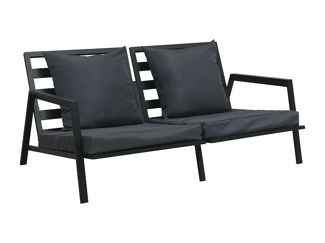 Salon de jardin 5 pcs avec coussins Aluminium Gris foncé 2