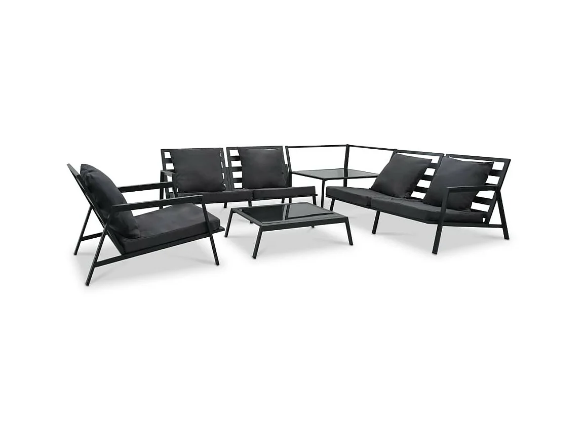 Salon de jardin 5 pcs avec coussins Aluminium Gris foncé 2