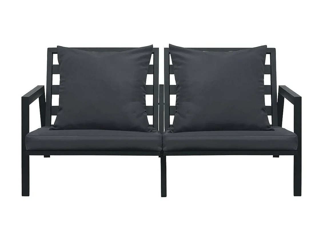 Salon de jardin 5 pcs avec coussins Aluminium Gris foncé 2