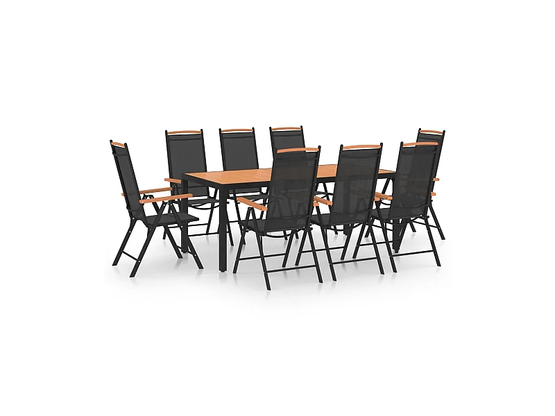Ensemble de salle à manger de jardin 9 pcs Aluminium Noir 3