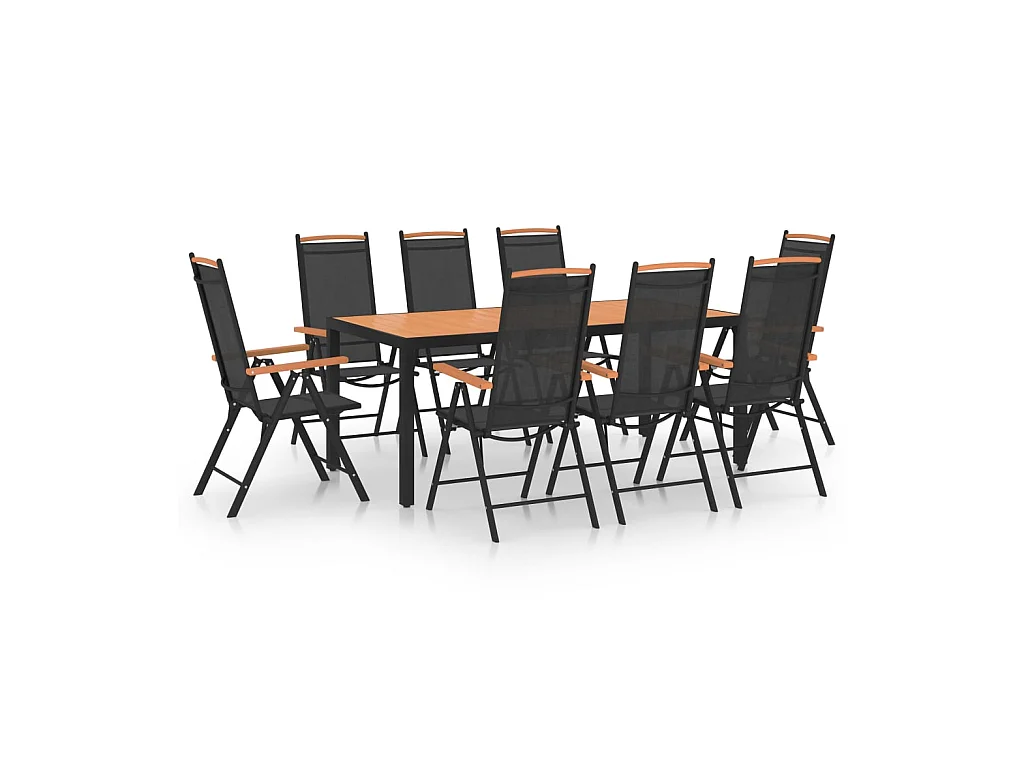 Ensemble de salle à manger de jardin 9 pcs Aluminium Noir 3