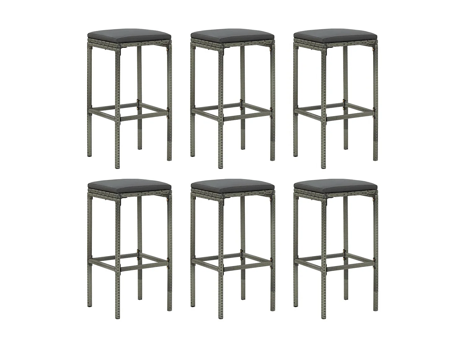 Ensemble de bar de jardin 7 pcs et coussins Résine tressée Gris 5