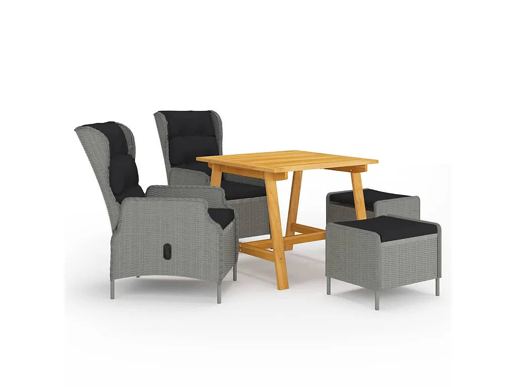 Ensemble de salle à manger de jardin 5 pcs Gris clair 15