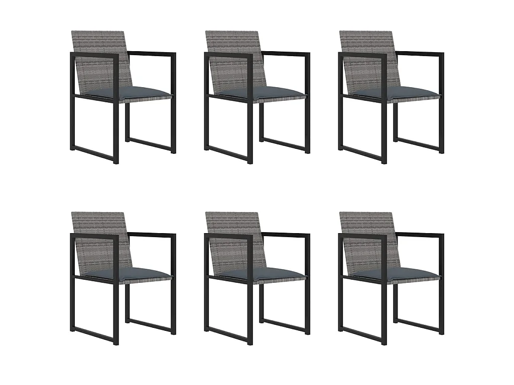 Mobilier à dîner de jardin 7pcs et coussins Résine tressée Gris 3
