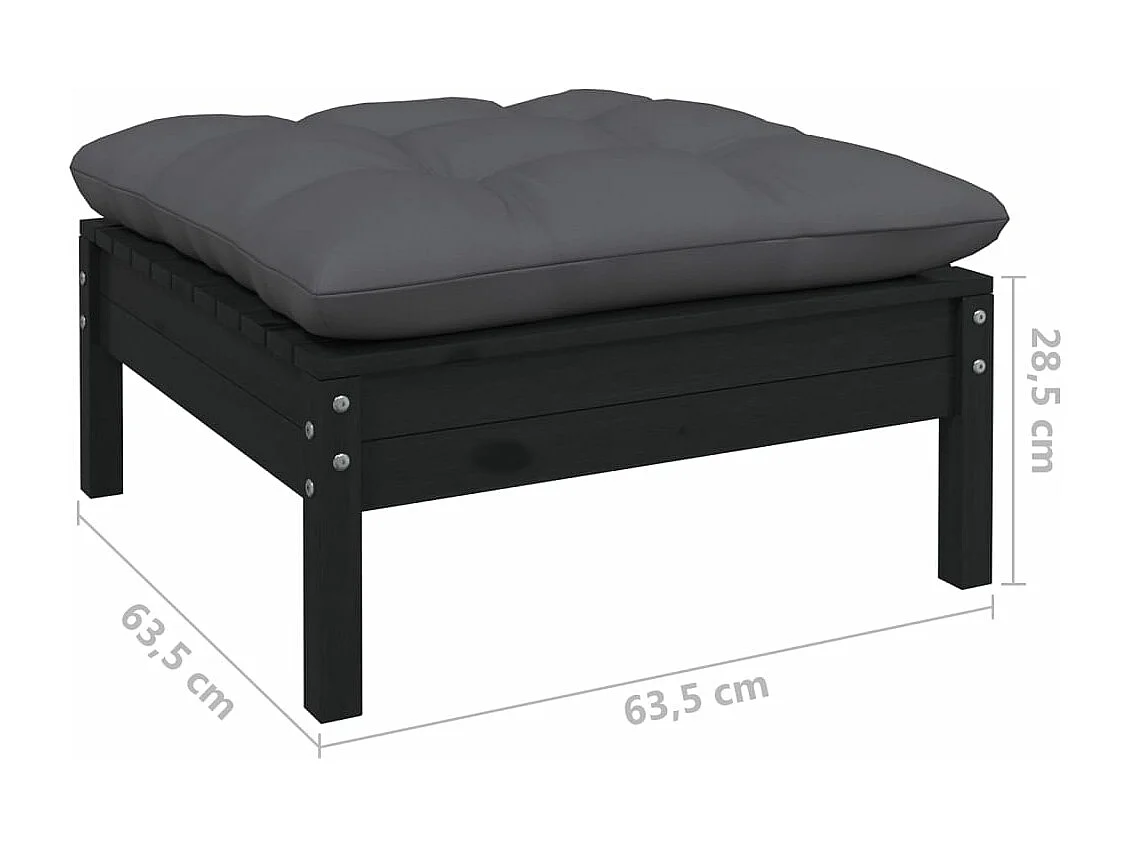 Salon de jardin 9 pcs avec coussins anthracite Bois de pin