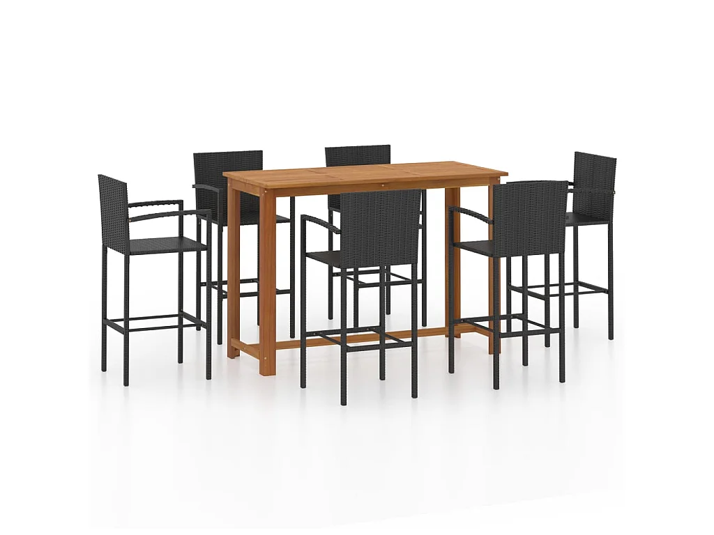 Ensemble de bar de jardin 7 pcs Noir 2