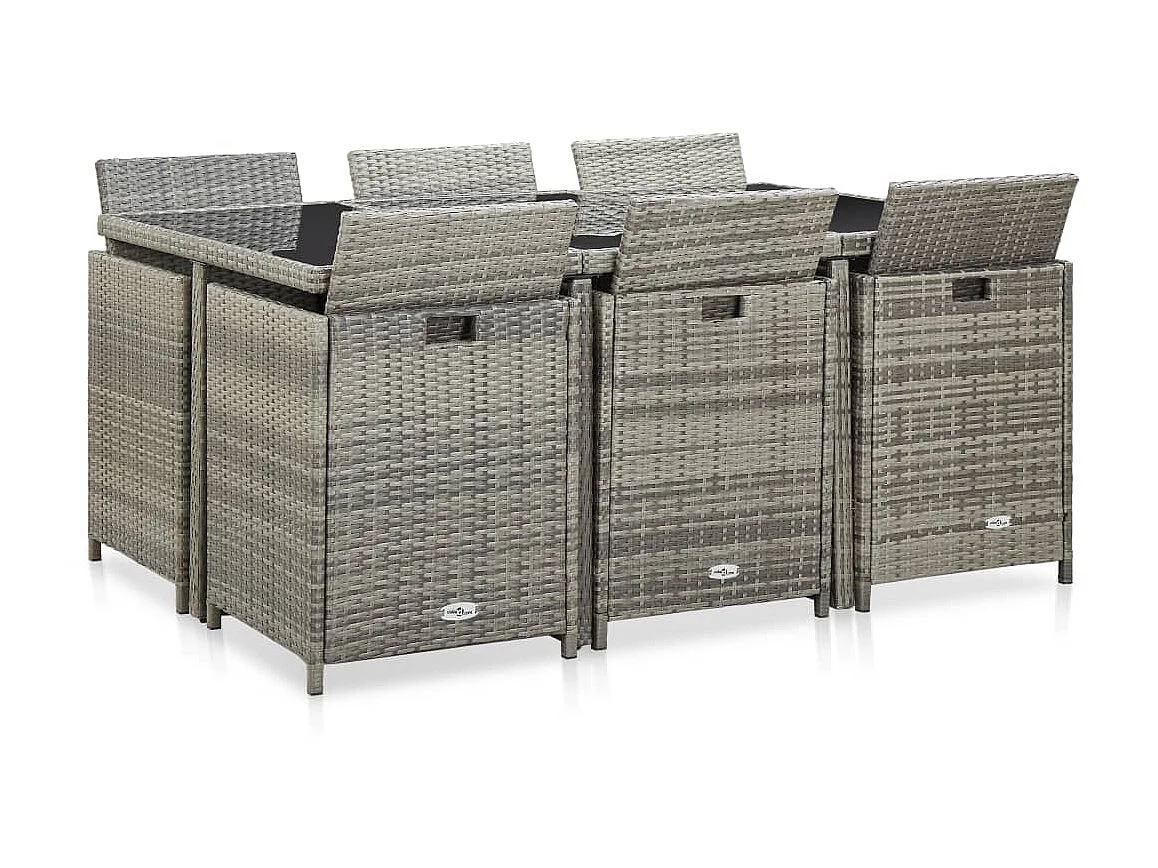 Mobilier à dîner de jardin 11pcs et coussin Résine tressée Gris 2