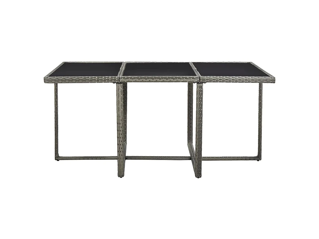 Mobilier à dîner de jardin 11pcs et coussin Résine tressée Gris 2