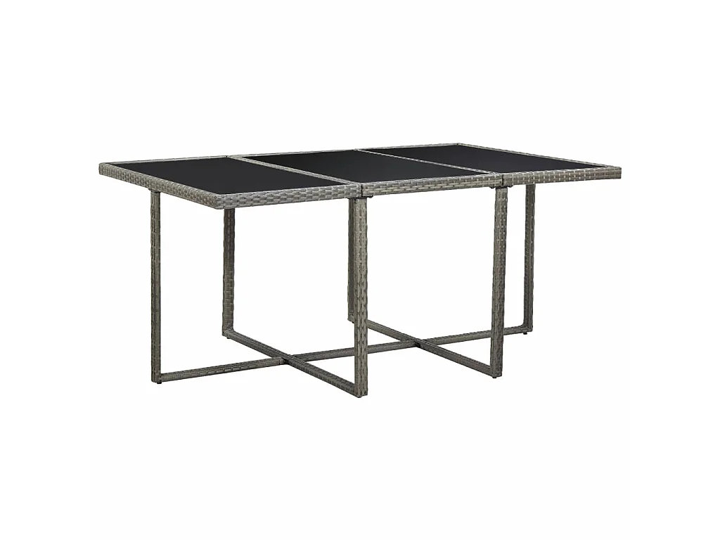 Mobilier à dîner de jardin 11pcs et coussin Résine tressée Gris 2