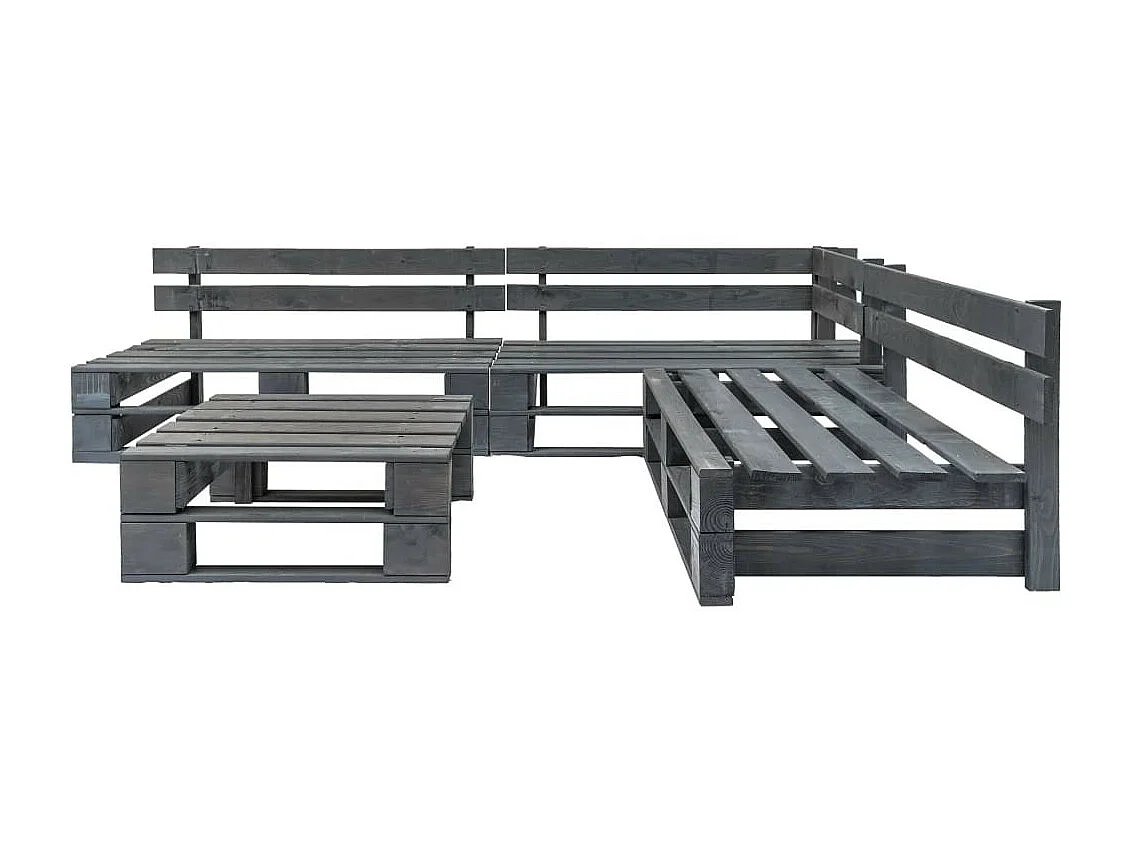 Salon de jardin palette 4 pcs Bois Gris 3