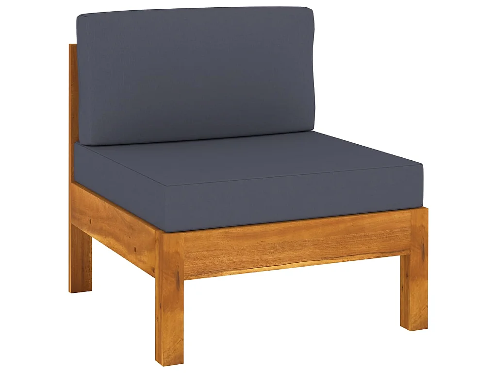 Salon de jardin 6 pcs avec coussins gris foncé Bois d'acacia 2