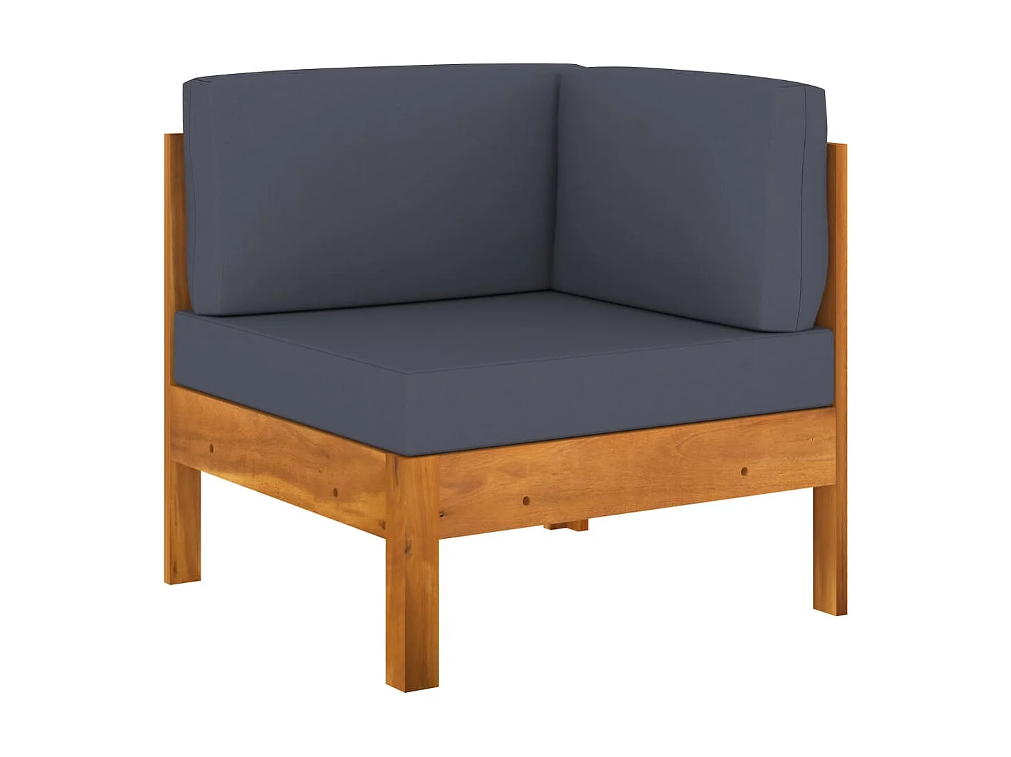 Salon de jardin 6 pcs avec coussins gris foncé Bois d'acacia 2