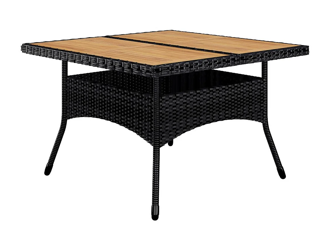 Ensemble à dîner de jardin 9 pcs Résine tressée et acacia Noir 3