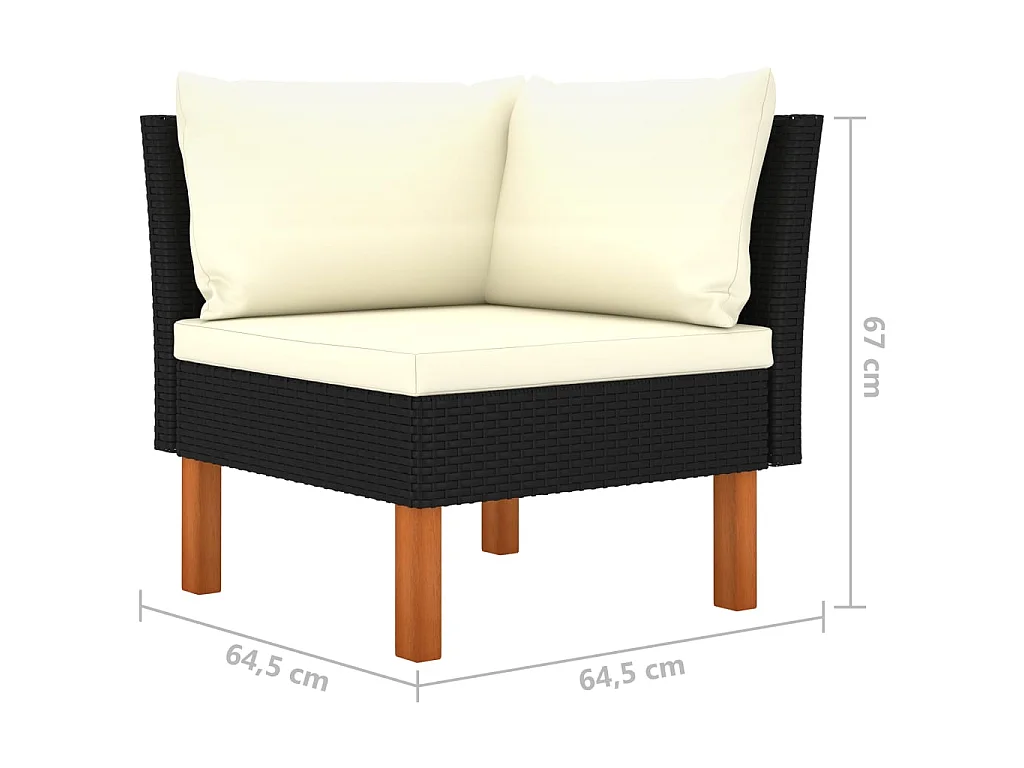 Salon de jardin 6 pcs Résine tressée et bois d'eucalyptus Noir