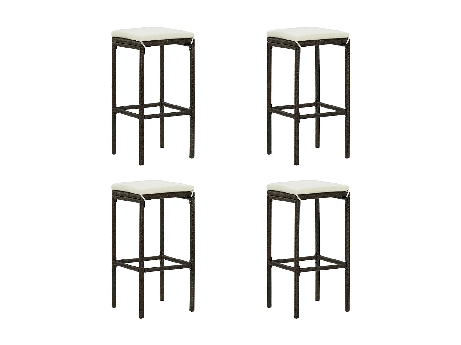 Meuble de bar de jardin 5 pcs et coussins Résine tressée Marron 3