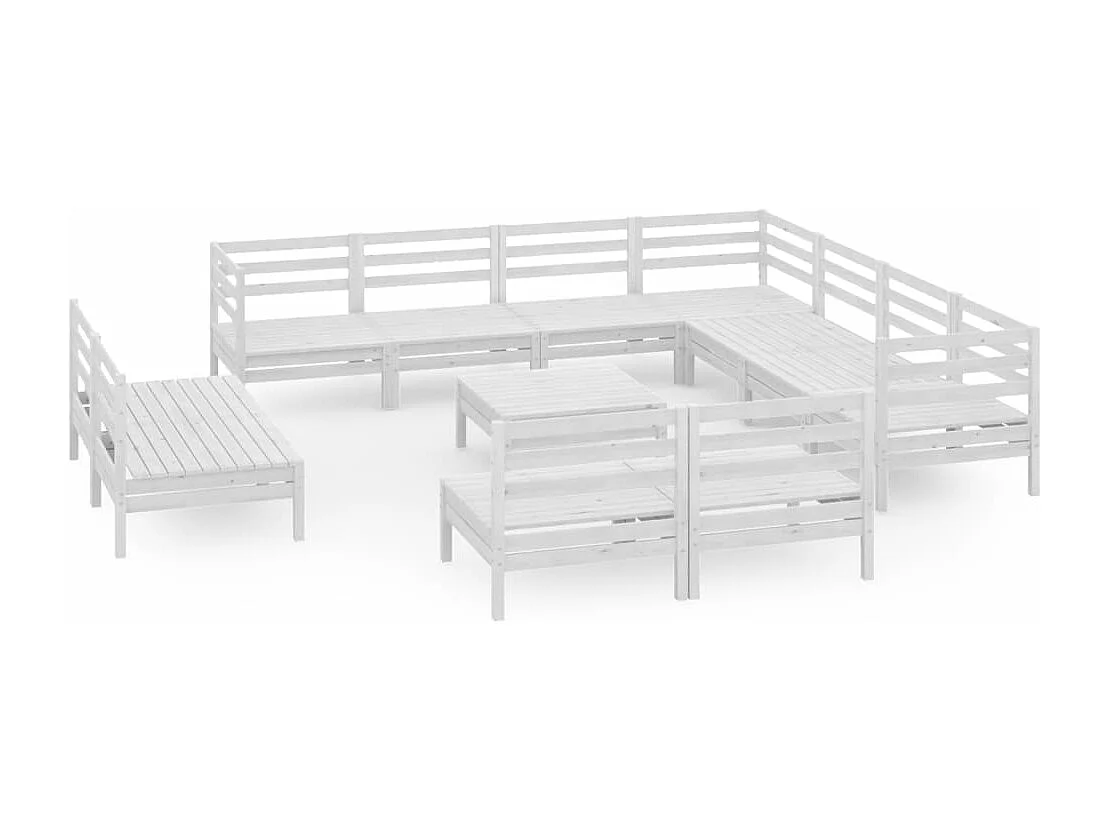 12-delige Loungeset massief grenenhout wit