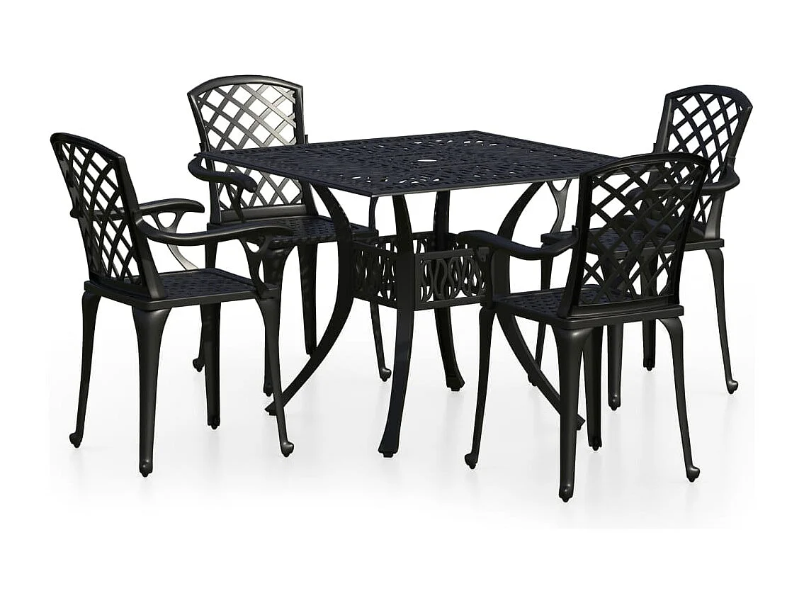 Ensemble de bistro 5 pcs Aluminium coulé Noir 3