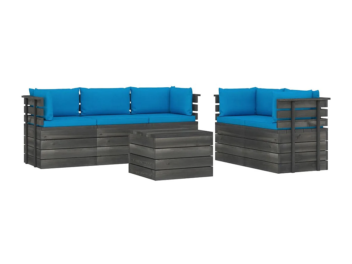 Salon palette de jardin 6 pcs avec coussins Bois de pin massif 24